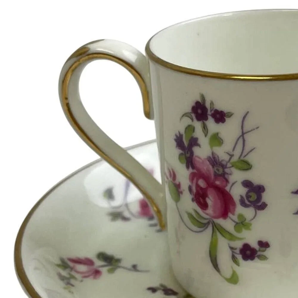 Vintage Crown Staffordshire England Cup & Saucer Rose Fine Bone China Teacup Set